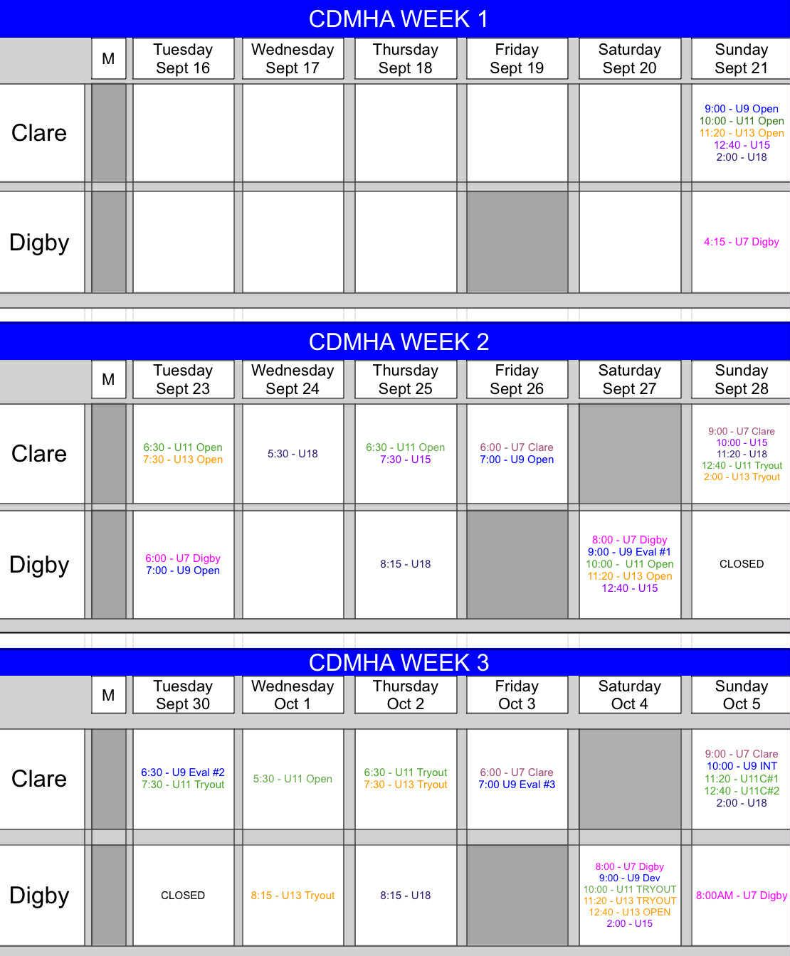 REVISED - Pre-season 3 week calendar 2025-26