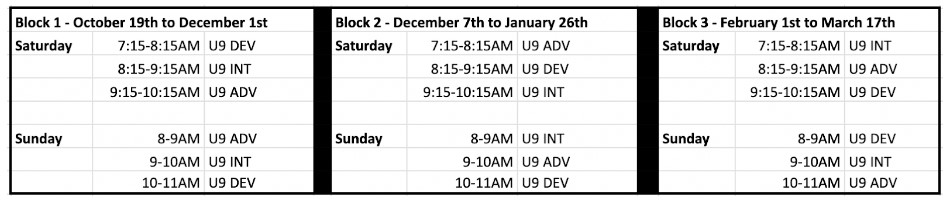 U9 Ice Times